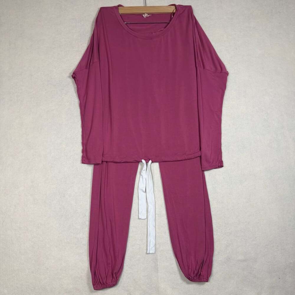 Eberjey Pajamas Womens XS Gisele Slouchy Stretch-Jersey Set Cabernet Ivory